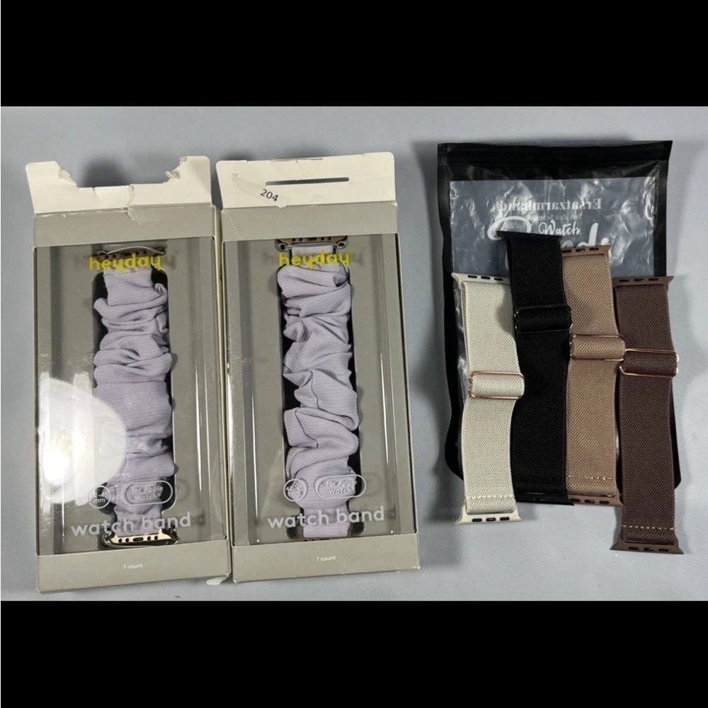 Apple Watch 42-45 MM Bands Lot Of 6 Scrunchy Stretchy